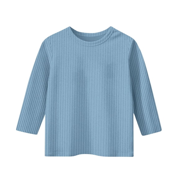 Coerni Girls Fall Sweater Kids Fashion 3/4 Sleeve Ribbed Knit Split Pullover Tops Boys Cozy Sweatshirt Trendy Crew Neck Blouses