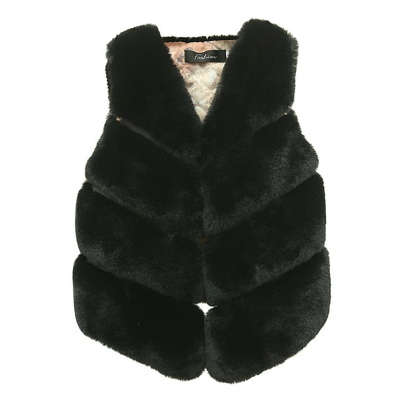 Coerni Girls Faux Vest Jacket Furry V Neck Winter Coat Toddler Fuzzy Sleeveless Fleece Gilet Outwear Thick Warm Plush Waistcoat