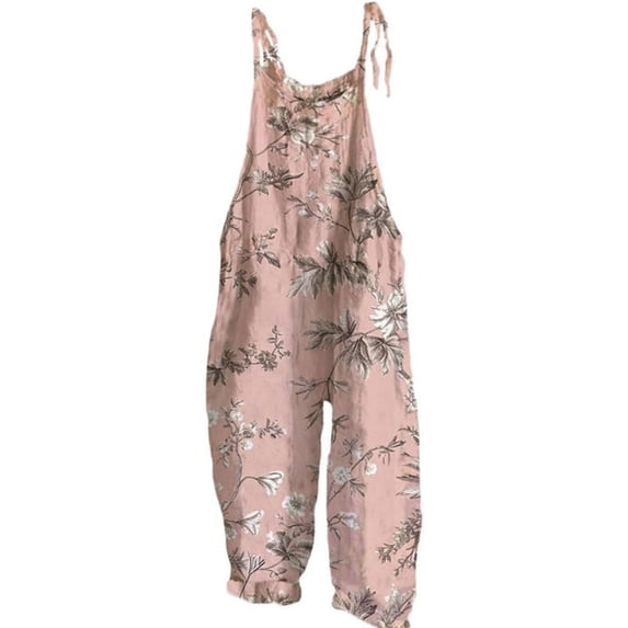 Coerni Girls Floral Jumpsuits Adjustable Spaghetti Tie Strap Overalls Artistic Youth Summer Lightweight Rompers 4-12 Years