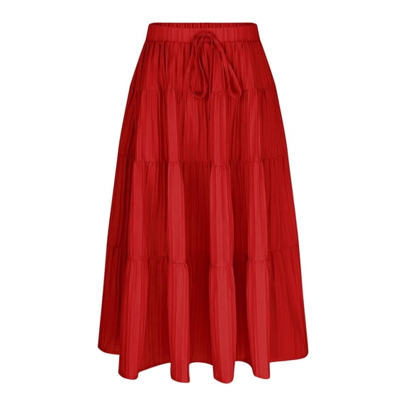 Coerni Girls Flowy Skirt Elastic Waist A Line Chiffon Skirts Flared Tiered Ruffle Maxi Skirt Summer Beach Vacation Clothes