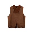 thumbnail image 1 of Coerni Girls Fringe Vest Notched Collar Faux Suede Tassel Gilet Sleeveless Open-Front Leather Jacket Halloween Hippie Party Cowgirl Waistcoat, 1 of 5