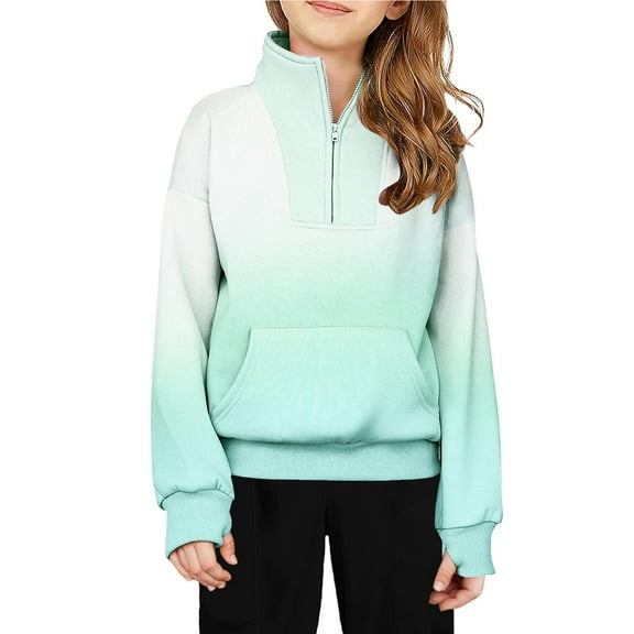 Coerni Girls' Half Zip Sweatshirt Tie Dye Pullover Sweatshirt Long Sleeve Crop Tops for Kids Girls Trendy Preppy Clothing