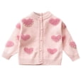 thumbnail image 1 of Coerni Girls' Heart Graphic Knit Sweater Cardigan Kids Toddler Crewneck Long Sleeve Cardigan Sweater Jacket Outerwear, 1 of 3
