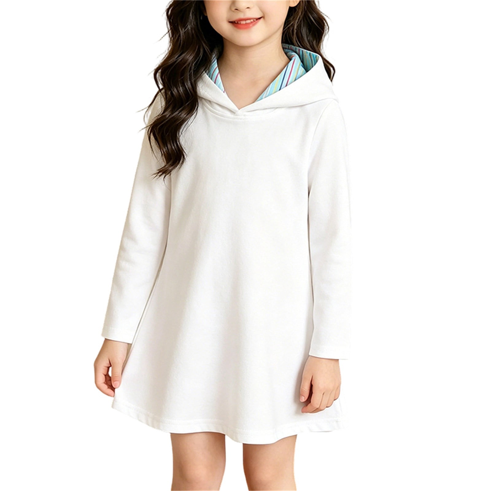 a line sweatshirt dress Coerni Handbags Coerni Girls Hoodie Dress Long Sleeve A-Line Sweatshirt Tunic Dress School & Play Casual Daily Sweatshirt Dress 1-10 Years, Kids