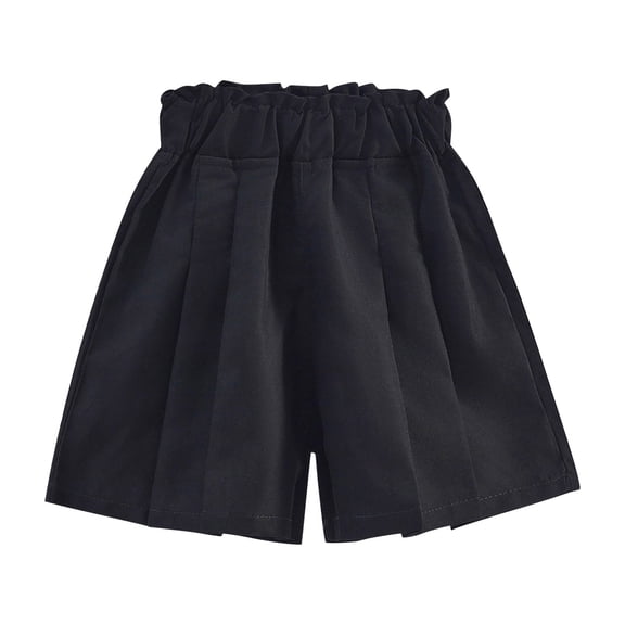 Coerni Girls Kids Solid Pleated Flowy Shorts Regular Fit Cotton Linen 𝙻ounge Athletic Outdoor Hiking Shorts with Pockets