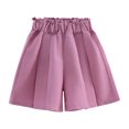 thumbnail image 1 of Coerni Girls Kids Solid Pleated Flowy Shorts Regular Fit Cotton Linen 𝙻ounge Athletic Outdoor Hiking Shorts with Pockets, 1 of 4