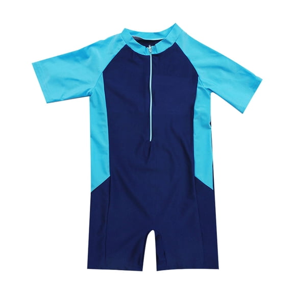 Coerni Girls Kids Zipper Swimsuit Short Sleeve Rash Guard Bathing Suits Teen Boys Turtleneck Swim Shirt Tops One Piece Clothes