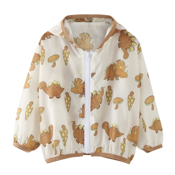 Coerni Girls Lightweight Sun Protection Clothing Cute Cartoon Print Scrub Jackets Summer Casual Comfy Outdoor wear for Toddler Kids