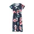 thumbnail image 1 of Coerni Girls Long Dress Toddler Girl's Short Sleeve Floral Print Loose Casual Long Maxi Dress with Pockets 2To10 Years, 1 of 8