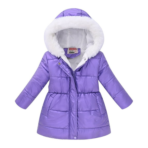 Coerni Girls Long Parka Winter Coat Heavyweight Hooded Puffer Jacket with Faux Fur Collar Fleece Lined Down Coat for Kids