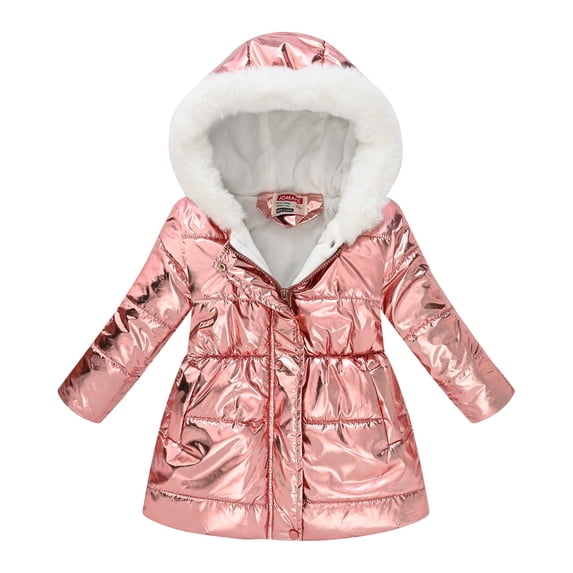 Coerni Girls Long Parka Winter Coat Heavyweight Hooded Puffer Jacket with Faux Fur Collar Fleece Lined Down Coat for Kids