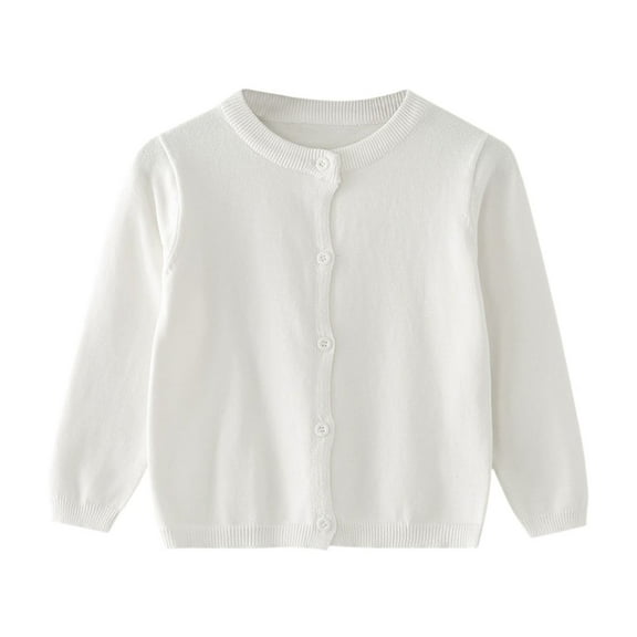 Coerni Girls Long Sleeve Cardigan Kids Casual Open Front Chunky Sweater Fall Outerwear Crewneck Knit Uniform Cute Soft Cotton Coat