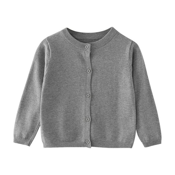 Coerni Girls Long Sleeve Cardigan Kids Casual Open Front Chunky Sweater Fall Outerwear Crewneck Knit Uniform Cute Soft Cotton Coat
