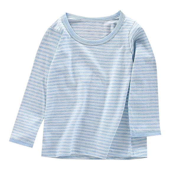 Coerni Girls Long Sleeve Shirts Toddler Striped Curved Tees Crewneck Kids Soft Basic Slim Fit Tops Cotton Casual Base Layer Shirt