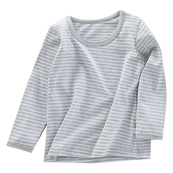 Coerni Girls Long Sleeve Shirts Toddler Striped Curved Tees Crewneck Kids Soft Basic Slim Fit Tops Cotton Casual Base Layer Shirt