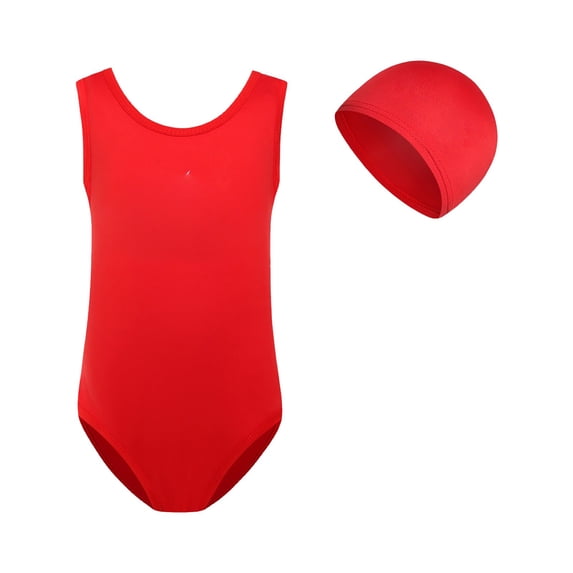 Coerni Girls One Piece Swimsuits Solid Color Ruched Bathing Suit for Tween Girls Hawaiian Athletic Swimwear with Matching Swim Cap