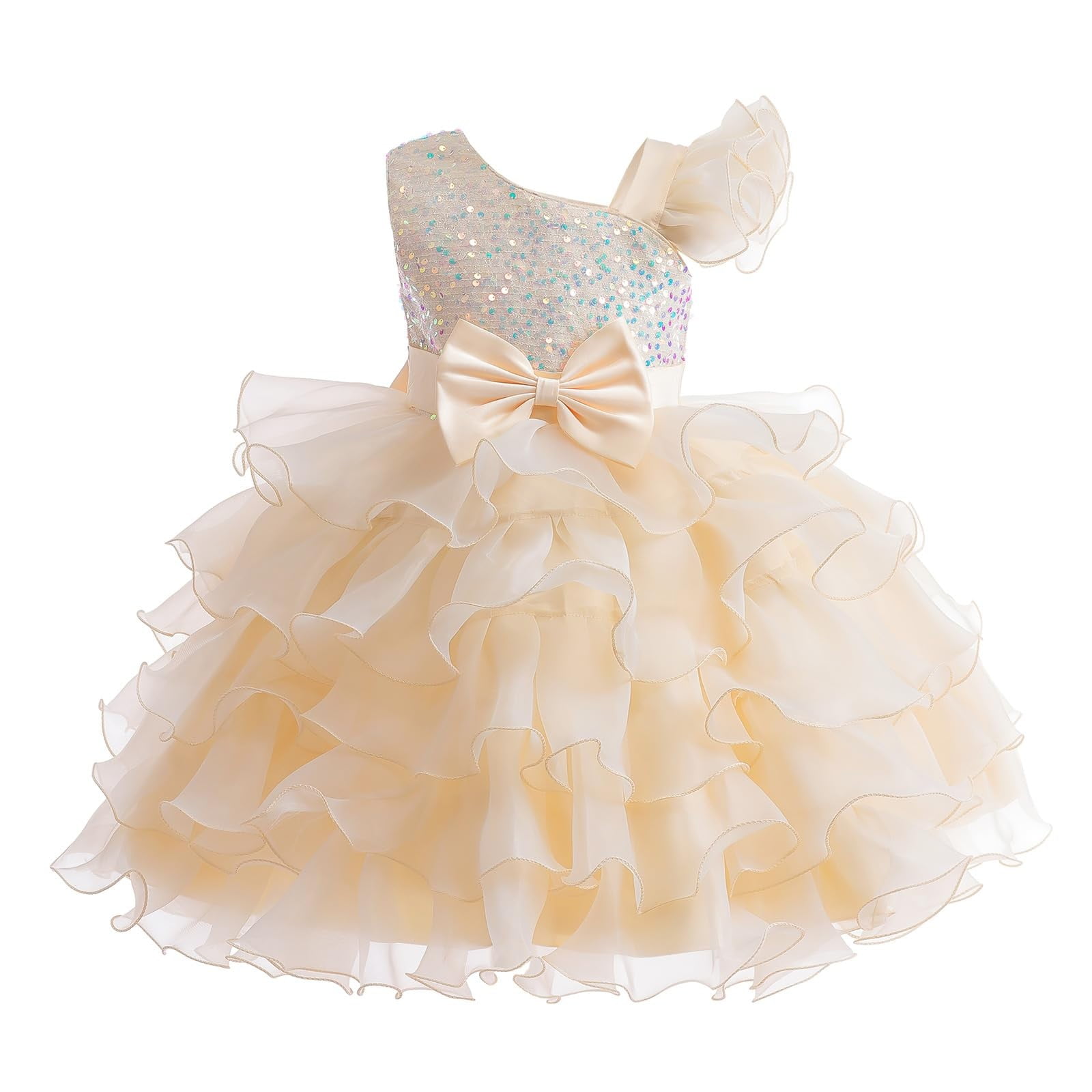 Coerni Girls One Shoulder Sequine Prom Gowns Pageant Wedding Evening Gown  Birthday Party Tiered Tulle Princess Dresses - Walmart.com
