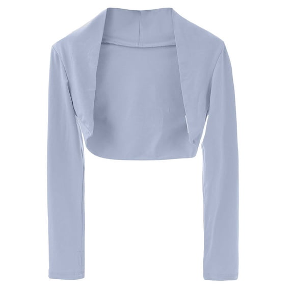 Coerni Girls' Open Front Crop Dance Shawl Long Sleeve Jacket Comfy Cardigan 3/4 Sleeve Bolero Shrug Ballet Training Coat Tops
