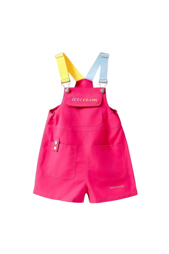 Coerni Girls Overalls Shorts Colorful Adjustable Suspender Rompers with Pocket Summer Dopamine Fashion Preppy Jumpsuits