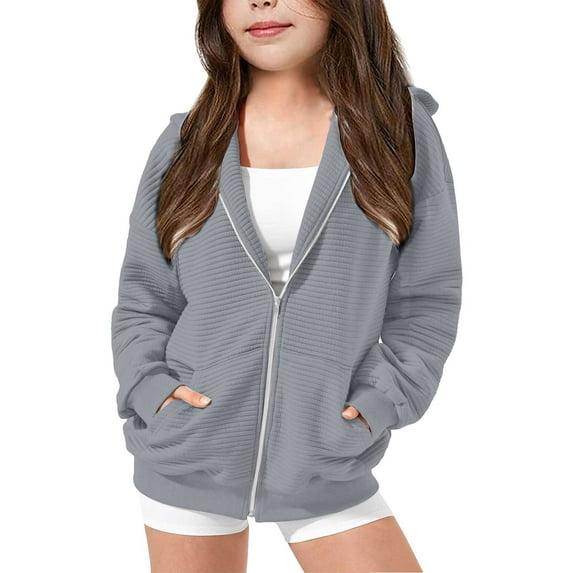 Coerni Girls' Oversized Full Zip Hoodie Sweatshirt Long Sleeve Hooded Y2K Fall Winter Outerwear Preppy Trendy Jacket Teen Coat