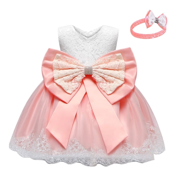 Coerni Girls Pageant Pretty Princess Dress Sets Cute Sleeveless Bow Lace Tulle Tutu Dresses & Headband 2Pcs Outfits
