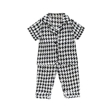 Coerni Girls Pajamas Set, Little Boys Girls' Short Sleeve Silk Pajamas Set Toddler Baby Stain Pjs Cartoon Button Down Sleepwear Loungewear