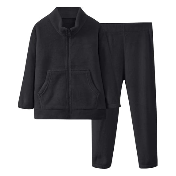 Coerni Girls Pajamas Set, Youth Fleece Pajamas Set for Boys Girls Full Zip Polar Fleece Jacket Pants Kids Pjs Winter Sleepwear Loungewear
