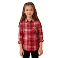 thumbnail image 1 of Coerni Girls Plaid Flannel Oversized Shirt Teen Long Sleeve Button Down Blouse Tops Kids Collared Shacket Spring Fall Shirt Jacket, 1 of 9