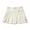 thumbnail image 1 of Coerni Girls Pleated Tiered Mini Skirt Kids Heart Embroidery High Waist Flowy Tennis Golf Skorts Flared Plain Skater Skirt Clothes, 1 of 9