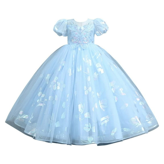 Coerni Girls Pretty Bubble Sleeve Prom Gowns Pageant Evening Gown Wedding Part𝐲 Dresses Butterfly Tulle Tutu Princess Dress