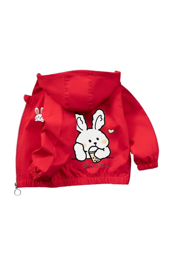 Coerni Girls Rain Jacket Bunny Waterproo𝐟 Hooded Fleece Lightweight Windbreaker Teens Windproof Outwear Kids Zip up Raincoats