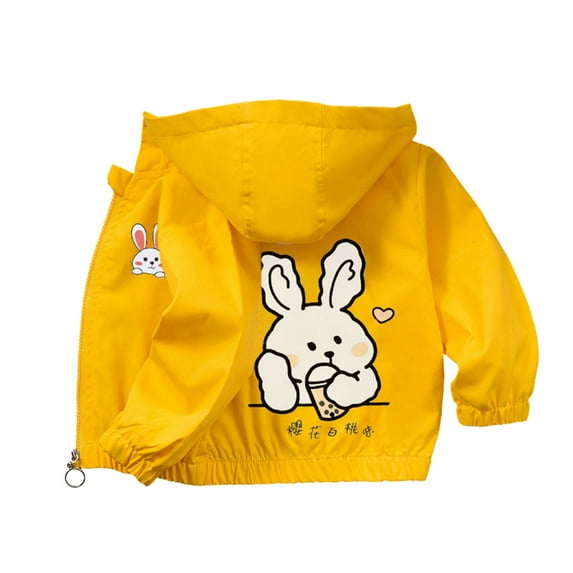 Coerni Girls Rain Jacket Bunny Waterproo𝐟 Hooded Fleece Lightweight Windbreaker Teens Windproof Outwear Kids Zip up Raincoats