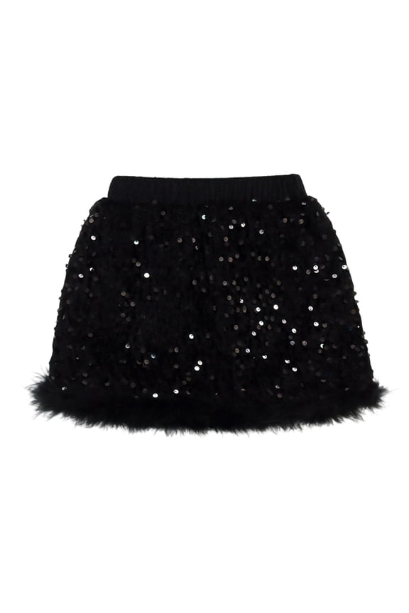 Coerni Girls Sequin Skirt Kids Fashion High Waisted Sparkle Glitter Partš² Short Dress Skirts Cute Lace Fuzzy Warm Pencil Dresses