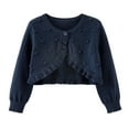 thumbnail image 1 of Coerni Girls Shrug Bolero Cardigan Baby Knitted Long Sleeve Button Closure Ruffles Cropped Sweaters Tops Outwear, 1 of 9