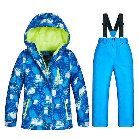 Coerni Girls Ski Jacket Pant Set Winter Warm Hooded Snowsuits Kids Toddler Tie Dye Colorful Outdoor Windproof Ski Suit