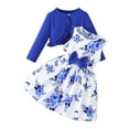 thumbnail image 1 of Coerni Girls Sleeveless Dress and Cardigan Set 2 Piece Cute Floral Bow A Line Princess Tank Dresses Ruffle Ribbed Knit Cardigan, 1 of 3
