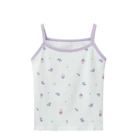 Coerni Girls Sleeveless Tank Top Soft Baby Camisole Toddler Graphic Straps Summer Shirt, Casual Breathable Undershirt for Kids