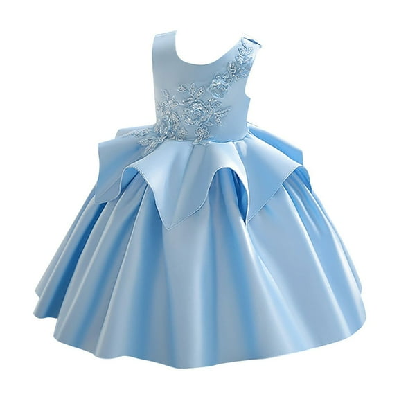 Coerni Girls Sleeveless Wedding Party Dress Ruffle Layered Princess Dresses with Applique Pageant Formal Evening Gown