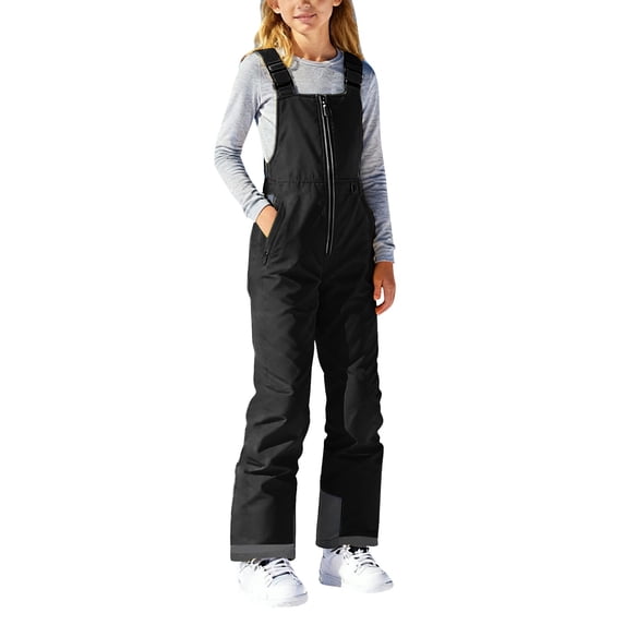 Coerni Girls Snow Bib Pants Waterproof Insulated Ski Pants Kids Adjustable Strap Snowboard Overalls Outfit Pockets Winter Snowsuit