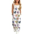 thumbnail image 1 of Coerni Girls Spaghetti Strap Harems Rompers Boho Floral Jumpsuits Summer Lightweight Beach Vacation Outfit for Kids 4-12 Years, 1 of 4