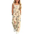 thumbnail image 1 of Coerni Girls Spaghetti Strap Harems Rompers Boho Floral Jumpsuits Summer Lightweight Beach Vacation Outfit for Kids 4-12 Years, 1 of 4