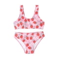 thumbnail image 1 of Coerni Girls Strawberry Bikini Swimsuit 2pc Kids Summer Beach Sport Play Straps Tankini Swim Wear Playful Bathing Suit, 1 of 8