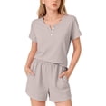thumbnail image 1 of Coerni Girls Summer 2 Piece Outfits Short Sleeve T Shirts Top and Shorts Clothing Sets with Pockets Teen Crewneck Button Sweatsuit, 1 of 9