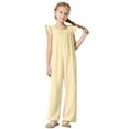 thumbnail image 1 of Coerni Girls Summer Ruffle Sleeve Overalls Cute Loose Straight Leg Suspenders Pants Trendy Sleeveless Bib Overalls, 1 of 5