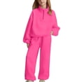 thumbnail image 1 of Coerni Girls Sweatsuit 2 Piece Outfits Fall Winter Fleece Turtleneck Half Zip Sweatshirts and Sweatpants Joggers Set Comfy Clothes, 1 of 4