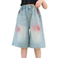 thumbnail image 1 of Coerni Girls Tie dye Jeans Cargo Baggy Pants Teens Stretchy Straight Regular Clothes High Waist Denim Shorts Pull on Loose Leg, 1 of 9