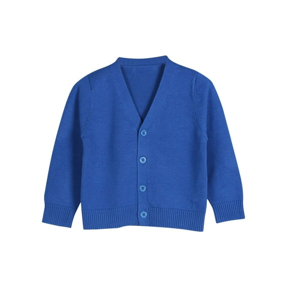 Coerni Girls V-Neck Cardigan Basic Slim Fit Crewneck Sweater Toddlers Uniform Casual Long Sleeve Button Front Coat Knit Outerwear