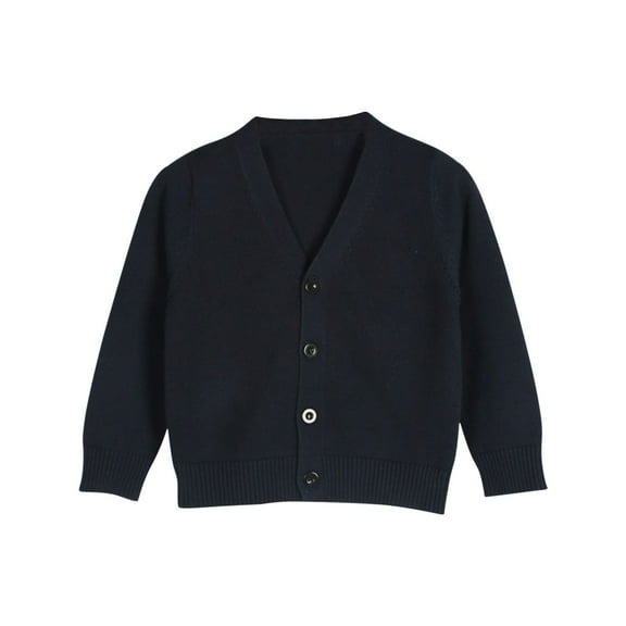 Coerni Girls V-Neck Cardigan Basic Slim Fit Crewneck Sweater Toddlers Uniform Casual Long Sleeve Button Front Coat Knit Outerwear