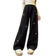 thumbnail image 1 of Coerni Girls' Wide Leg Sweatpants High Elastic Waist Pants Drawstring Bowknot Straight Leg Jogger Cozy Football Trousers Pocket, 1 of 5
