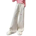 thumbnail image 1 of Coerni Girls' Wide Leg Sweatpants High Elastic Waist Pants Drawstring Bowknot Straight Leg Jogger Cozy Football Trousers Pocket, 1 of 9